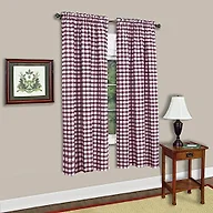 Sweet Home Collection SHC-PANEL-1605-63-BRG 42X63 Buffalo Check Single Panel Curtains Burgundy