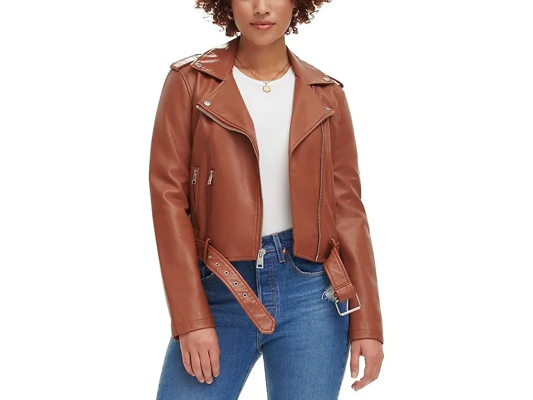 Levi's Women (1X) Belted Faux Leather Moto Coat