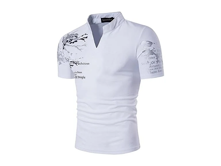 Sportides Men (M) Fashion V-Neck Henley Stand Tops