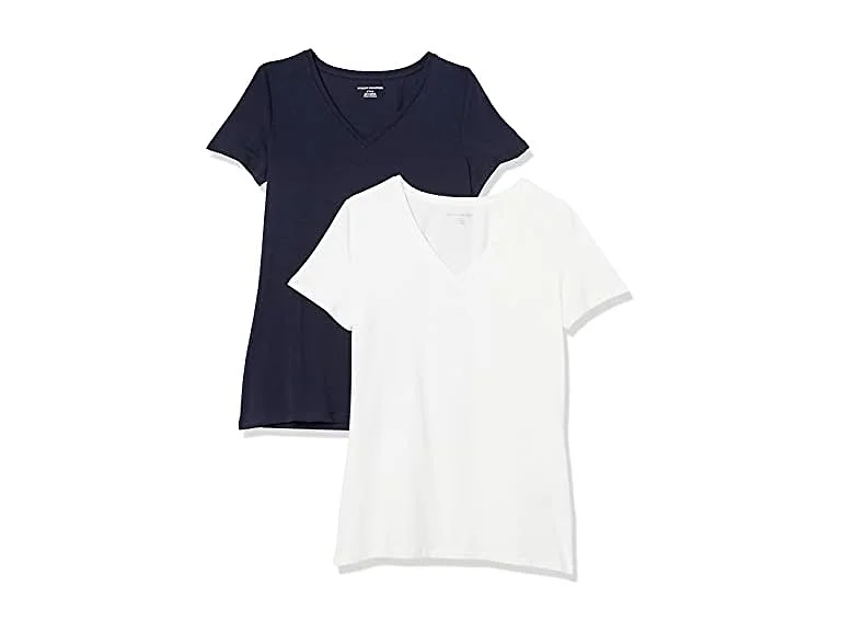 Women's Regular-Fit V-Neck T-Shirt 2 Pk, L