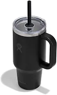 Hydro Flask 32 Oz Travel Tumbler with Handle, Clear Lid and Straw - Insulated Stainless Steel in 32 Oz Tonal Black