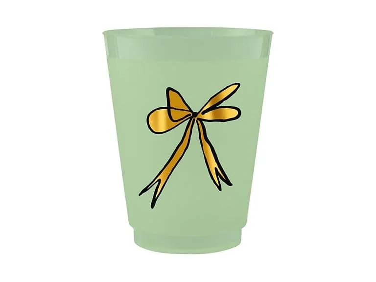 Holiday 8-Count Gold Foil Embellished Plastic Frost Beverage Cups