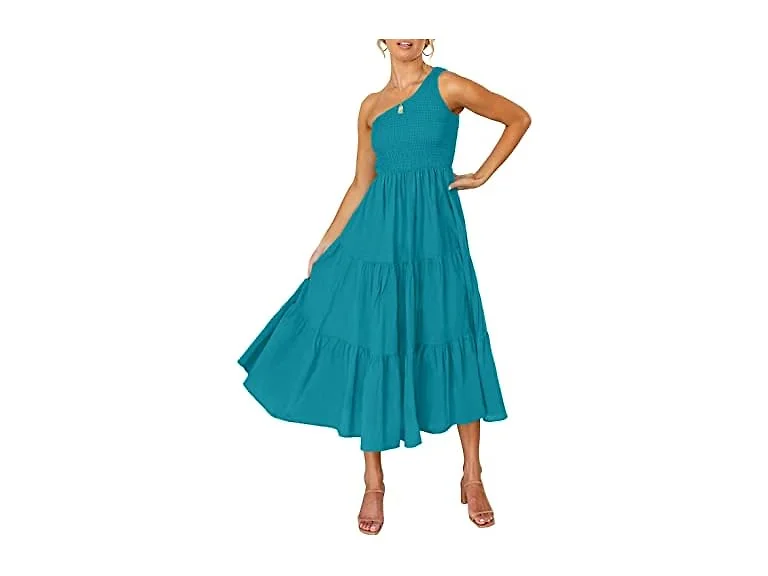 Zcsia Women (S) Summer Boho One Shoulder Dress