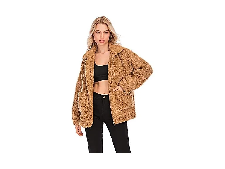 YYW Women (XL) Jackets Casual Fleece Fuzzy Coat
