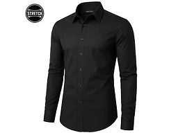 James Tailor LC-JMLS-350-BK-S Small Mens L/S Stretch Dress S