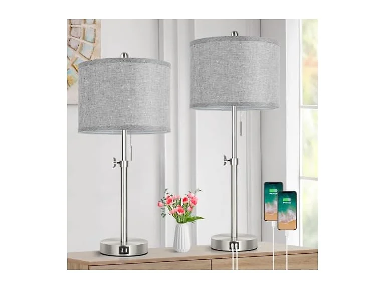 Table Lamps with USB Port Set of 2