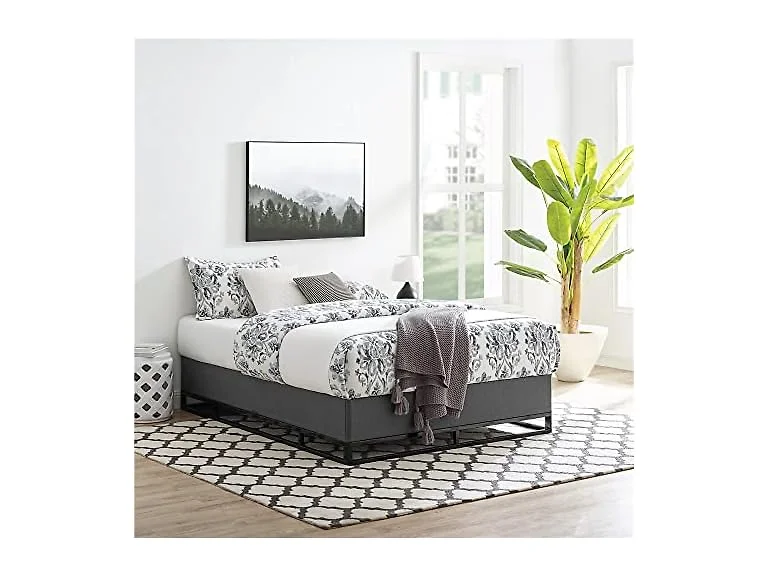 DeCoro Venice Black Metal Platform Bed Queen Frame