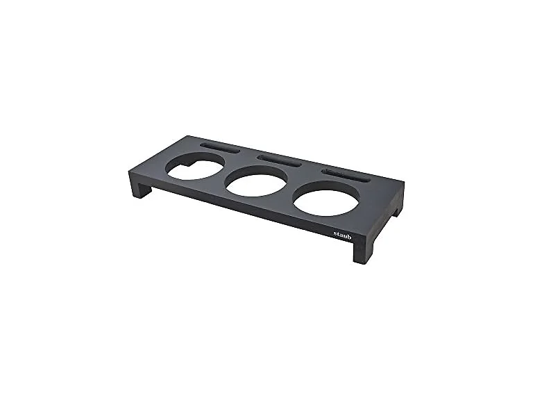 Staub 3 Mini Casseroles Wood Shelf Blk