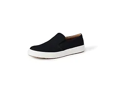 Amazon Essentials Men's Canvas Slip-on Sneakers, Black/White, 12