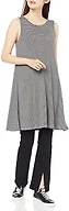 Amazon Essentials Women's Tank Swing Dress, Fitted through Chest, Mini Stripe Medium Grey Heather, Large