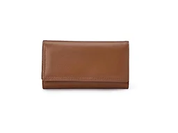 Amazon Essentials Women's Long Flap Continental Leather Wallet with Snap Closure, Tan, One Size