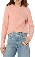 Amazon Essentials Women's Long Sleeve Cable Knit Sweater, Bright Peach Heather, X-Large