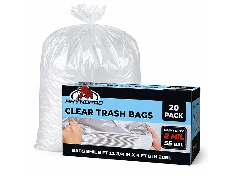 55 Gallon 2 Mil Clear Trash Bags