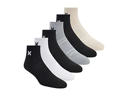 Hurley H600995 10-13 Hurley Men's 12-Pairs Quarter Crew Socks BLACK / WHITE