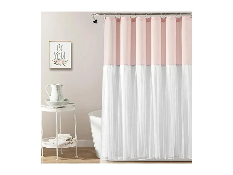 Lush Decor Tulle Skirt Colorblock Shower Curtain
