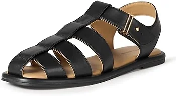 Amazon Essentials Women's Closed Toe Fisherman Sandals, Black, 7.5