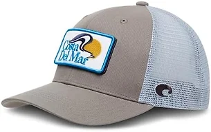 Costa Del Mar Mens Costa Patch Velcro Trucker Hat, Olive Shale/White, One Size