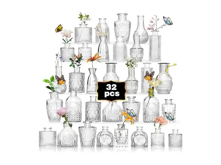 anquephd 32-Pack Glass Bud Vase Wedding