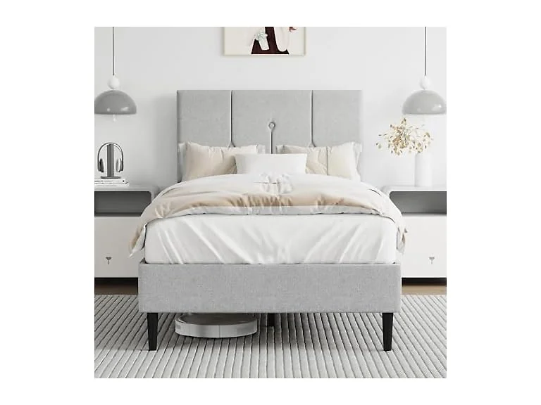 Velvet Bed Frame, Sturdy Wooden Slats