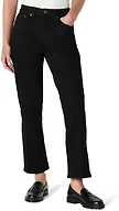 Amazon Essentials Women's High-Rise Straight Leg Jean, Black, 16 Long