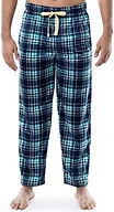 IZOD Men's Lite Touch Fleece Sleep Pajama Pant, Navy/Green Plaid, 3X-Large
