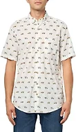 Eddie Bauer Men's Big & Tall Printed Baja Short-Sleeve Shirt Off White Medium, Tall