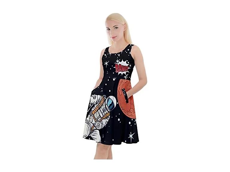 CowCow Women (XL) Astronaut Pop Art Knee Dress