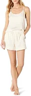 Amazon Essentials Women's Satin Pajama Top and Shorts Set, Ivory, Medium