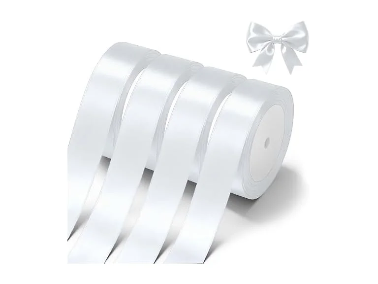Tiergrade White Satin Ribbon 1 Inch x 4 Rolls