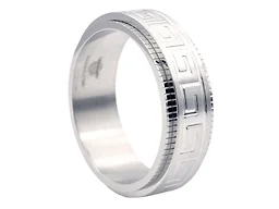 Blackjack Jewelry s-bjr90w-8 8 Greek Key Spinner Ring Silver