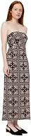 Amazon Essentials Women's Slim-Fit Matte Jersey Strapless Maxi Dress, Dark Maroon Bandana Pattern, Medium