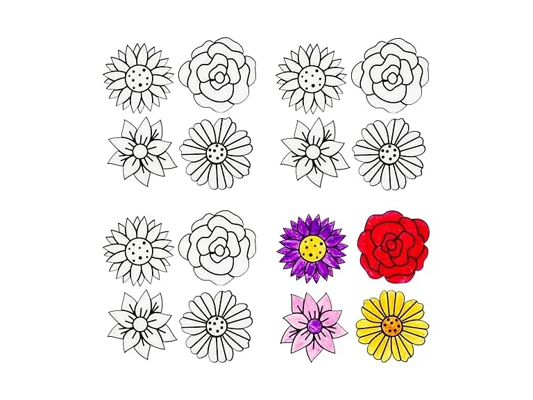 Fun Express Printed Acetate Flower Coloring Sheets - 24 Pc