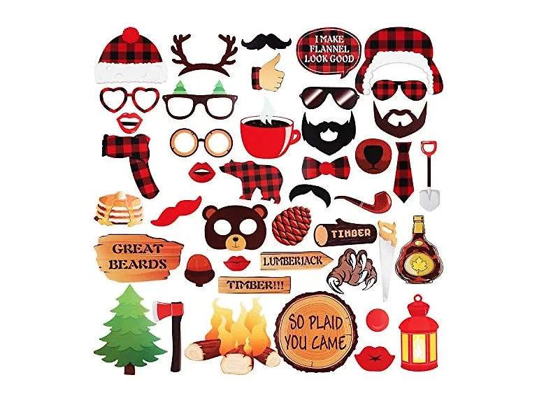 44 Pc Lumberjack Photobooth Props