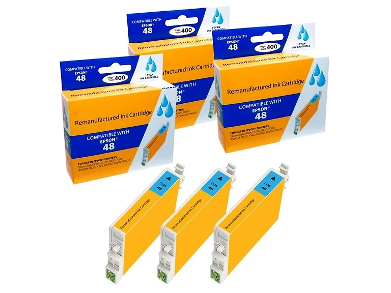 Compatible Epson T048220 Cyan Ink Cartridge (3 Pack)