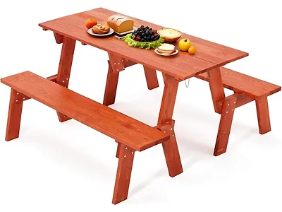 2-in-1 Convertible Wood Picnic Table