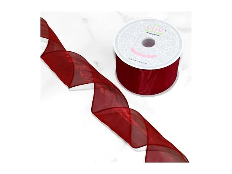 Creative Ideas Wrired 2.5" Inch Organza, 10 Yards, Wine