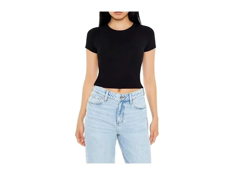 Forever 21 Cropped Rib-knit Tee