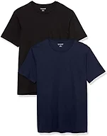 Amazon Essentials Men's Cotton Short-Sleeve V-Neck T-Shirts, Pack of 2, Black/Navy, X-Small