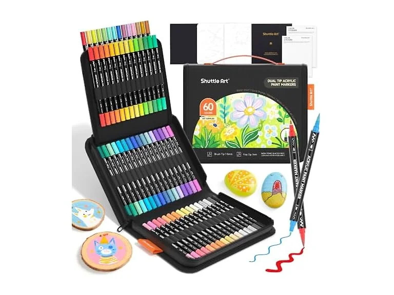60 Colors Brush & Fine Tip Acrylic