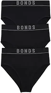 Bonds Women’s High-Waist Bikini Underwear – Seamless Ribbed Stretch, High-Leg, Everyday Comfort Black/Black/Black