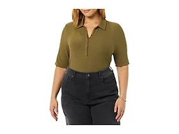 Daily Ritual Women's Fine Rib Polo Shirt, -Dark Green, Small