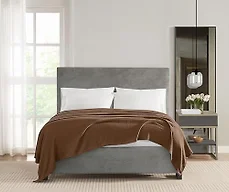 Vince Camuto Classic 100% Basket Woven Cotton King Blanket in Chocolate Brown, Solid Color, Oeko-TEX Certified