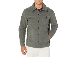 Amazon Essentials Men's Long-Sleeve Polar Fleece Shirt Jacket for Winter, Charcoal Heather, Large