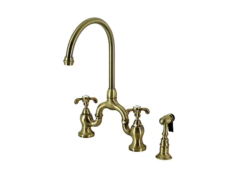 Kingston KS7793TXBS Bridge Kitchen Faucet w Sprayer