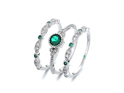 Bezel French Miligrain Ring Set