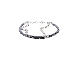 Iron Saints LGR-10-004B-08 Mens Hematite Bead Bracelet Bl