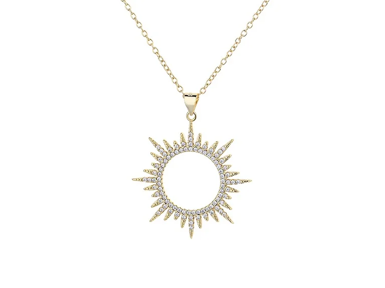 14k Gold Crystal Starburst Necklace