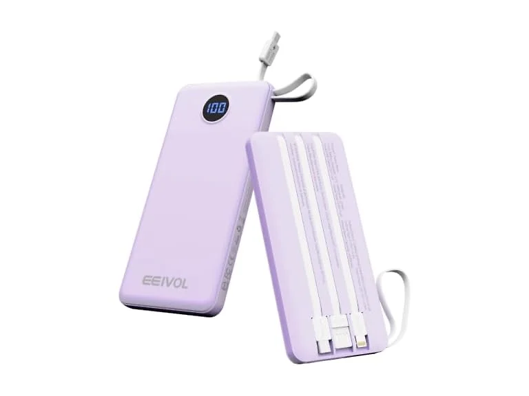 EEIVOL 10000mAh Power Bank w/Cables