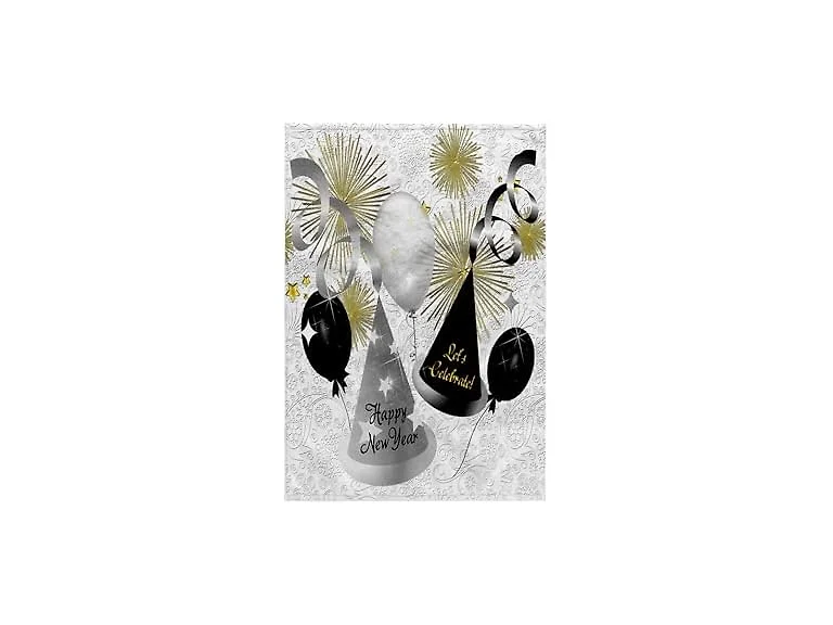 3dRose Happy New Year Black, White & Gold