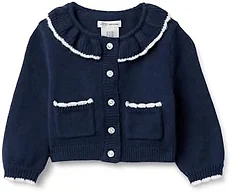 Amazon Essentials x Sofia Grainge Baby Girls' Cardigan Sweater, Navy, 6-9 Months